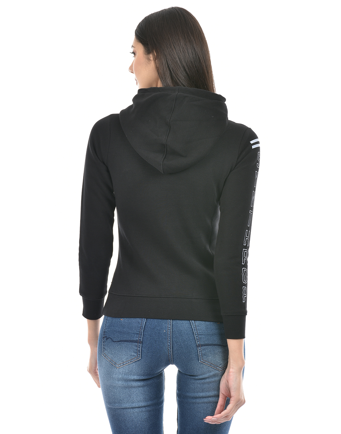 Numero Uno Women Abstract Black Sweat Shirt